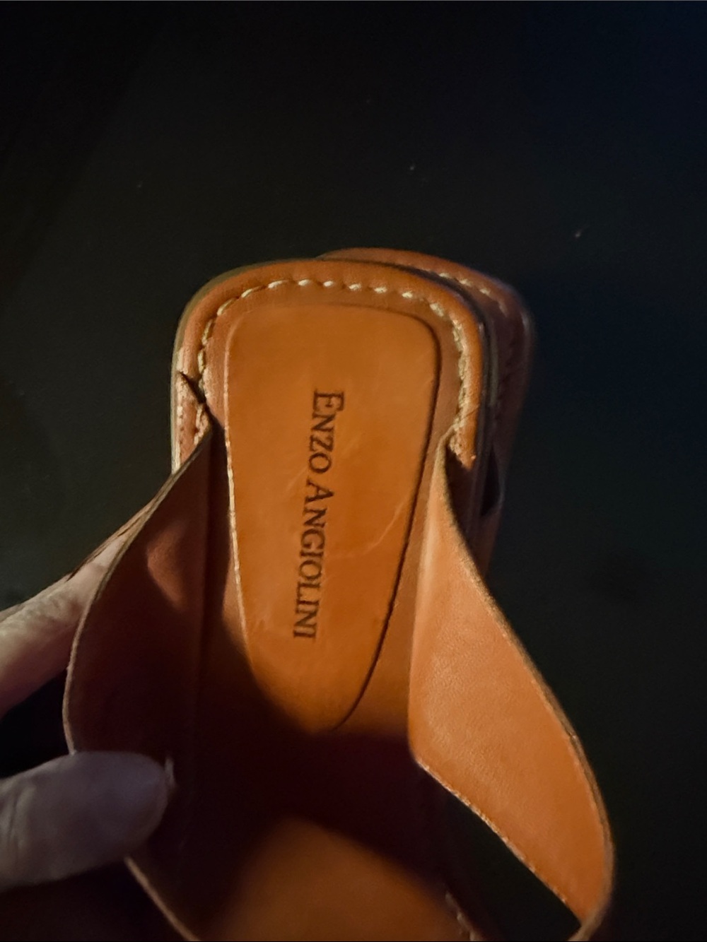 Enzo Angiolini Cognac Leather Slide Mules